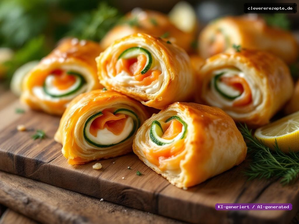 Flammkuchen-Röllchen mit Lachs & Frischkäse