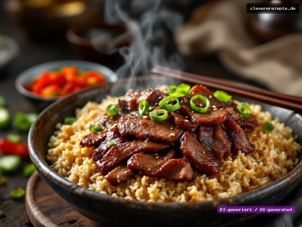 Beef Bulgogi mit Sesam-Reis & Kimchi