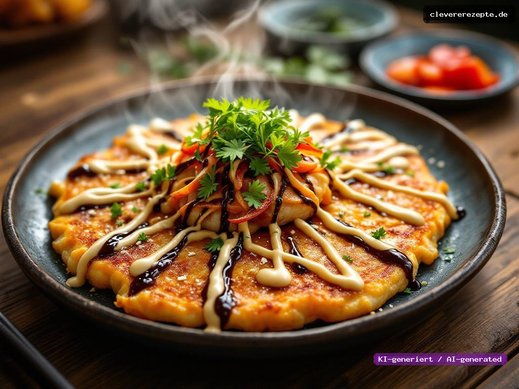 Okonomiyaki mit Kewpie-Mayo & Bonito-Flocken