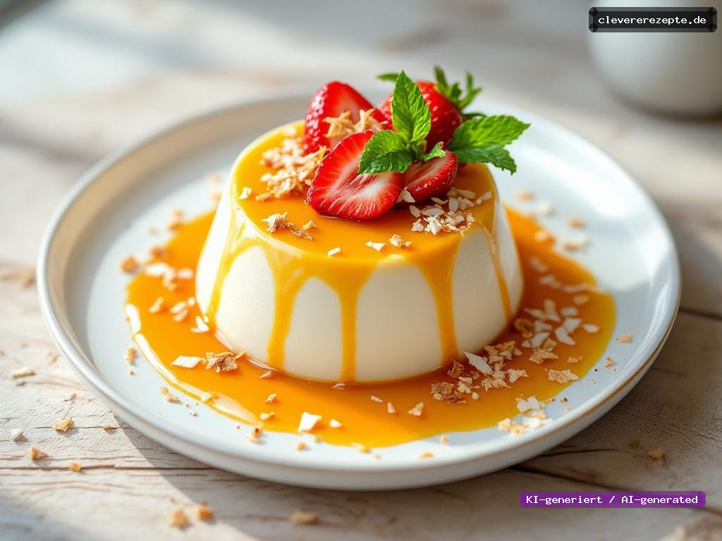 Erdbeer-Kokos-Panna-Cotta mit Mangosauce