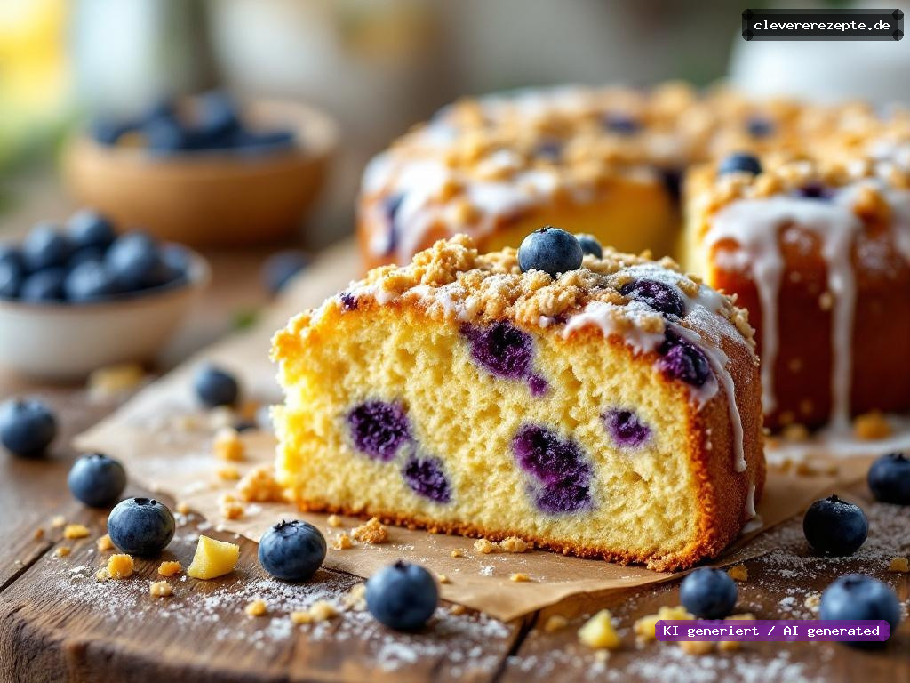 Zitronen-Buttermilch-Kuchen mit Heidelbeeren