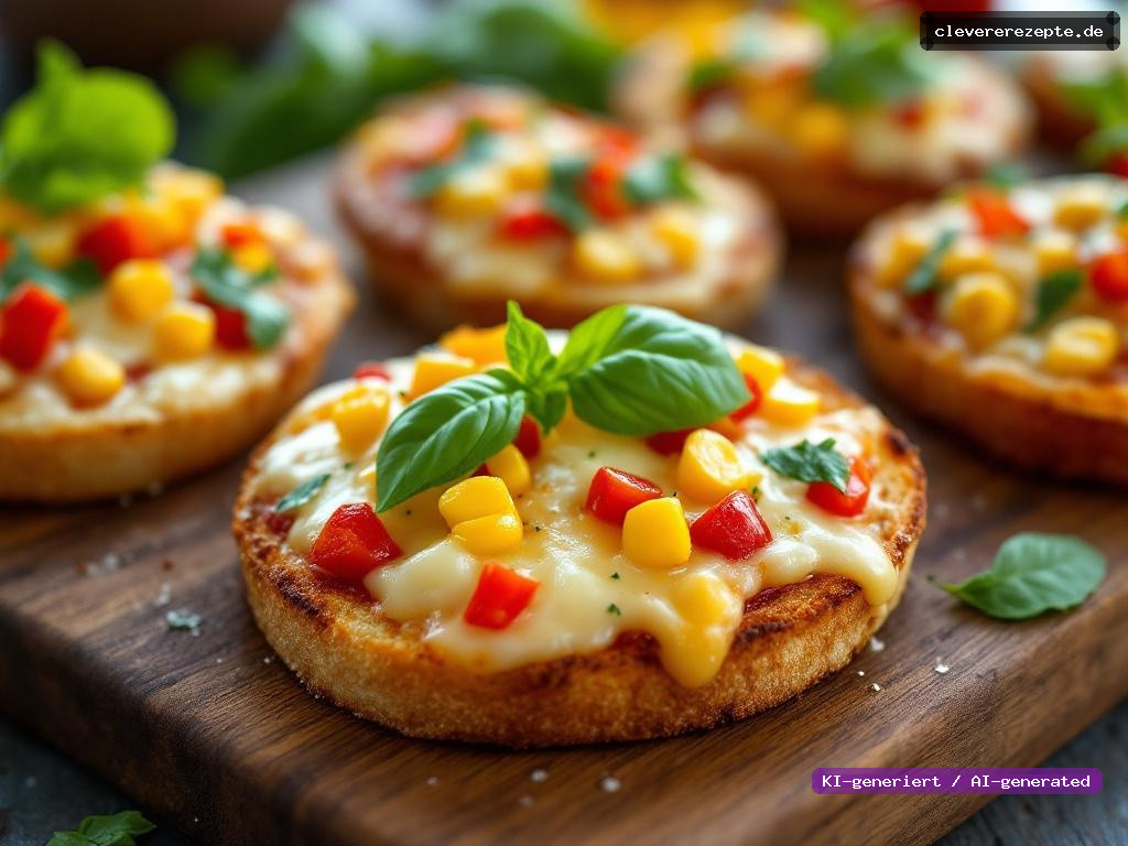 Mini-Pizzen auf Toast mit Mais & Paprika