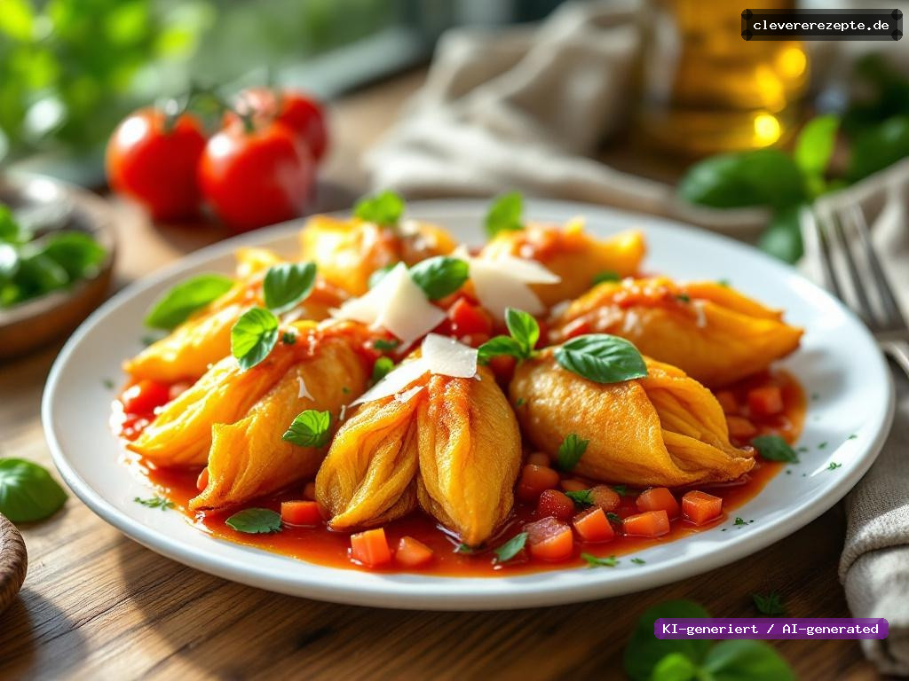 Gefüllte Zucchiniblüten mit Ricotta & Tomaten-Vinaigrette