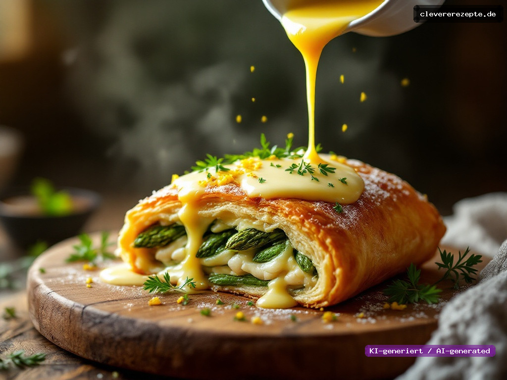 Spargel-Strudel mit Zitronen-Hollandaise